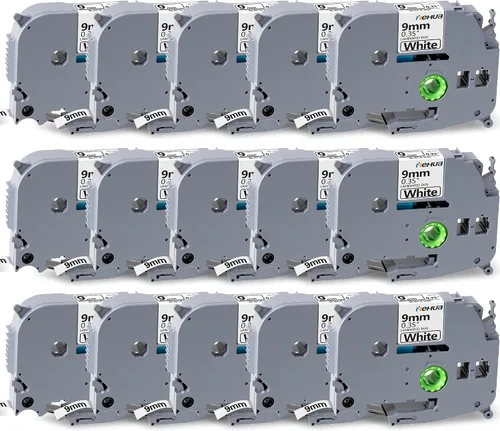 Miniatura 11 de Hehua Cinta TZ laminada compatible de 0.354 in 0.35 de repuesto para Brother P Touch TZe-221 TZe221 TZ221 TZ-221 3/8 pulgadas, cinta resistente al