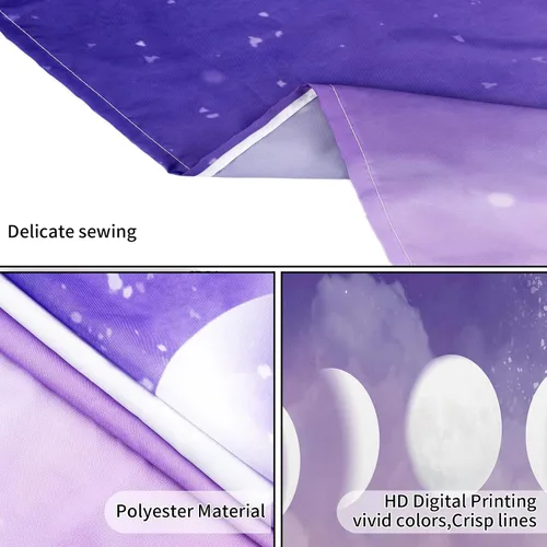 Miniatura 7 de HVEST Tapiz de fase lunar para colgar en la pared, cielo morado con nubes, estrellas, decoración de pared celestial, paisaje natural, decoración