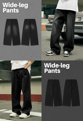 Miniatura 4 de Jeans holgados para hombres y mujeres, pantalones clásicos de patinadora Y2K, pantalones lisos 2023, jeans casuales de pierna ancha, pantalones