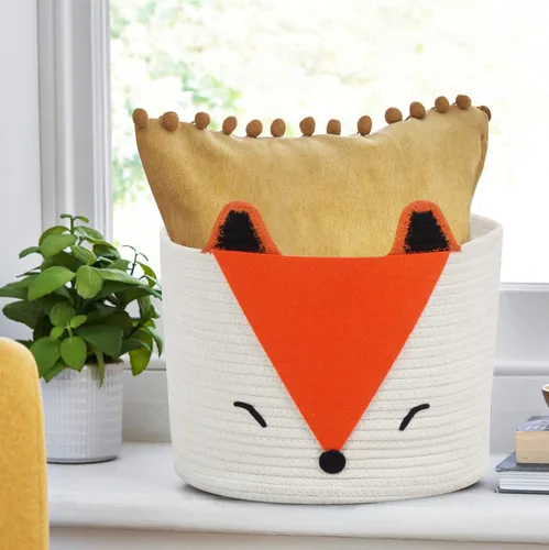 Miniatura 3 de T&T Homewares Cesta de almacenamiento de zorro naranja, tamaño mediano, multiusos para pañales de bebé, lavandería, habitación de los niños