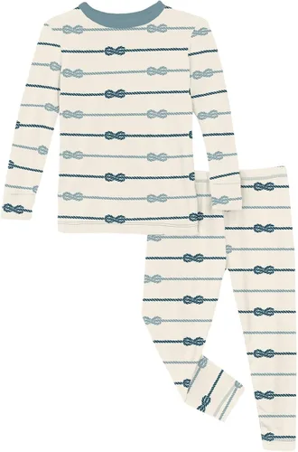 Miniatura 143 de KicKee Pants Conjunto de pijama de manga larga con estampado de piezas