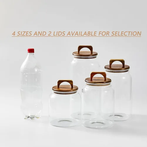 Miniatura 3 de Sweejar Tarros grandes de vidrio para dulces con tapas de madera, tarro de vidrio de 1 galón con tapa, contenedores de almacenamiento