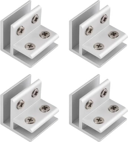 Miniatura 20 de INCREWAY Abrazadera de vidrio, paquete de 4 soportes ajustables de aleación de aluminio de doble cara para estante de vidrio, soporte de abrazadera