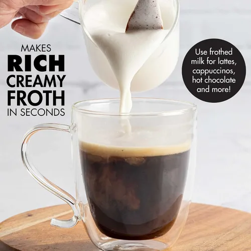 Miniatura 6 de Primula Espumador de leche con soporte, batidor de mano, espumador de bebidas, mini mezclador para café, frappe, a prueba de balas, matcha, expreso.