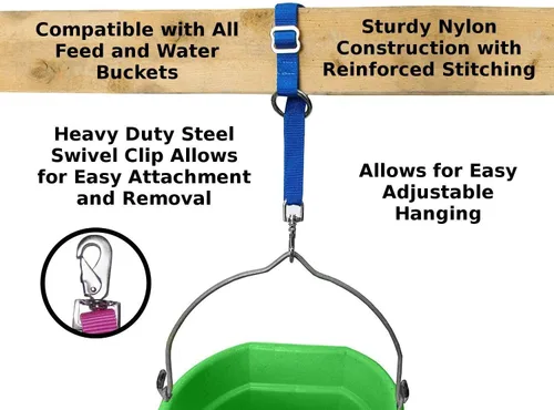 Miniatura 4 de Derby - Correas ajustables resistentes para cubo de agua de caballo (azul rey)