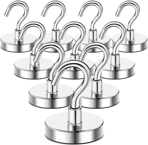 Miniatura 29 de Diymag Ganchos magnéticos, resisten 80 lb, 20 unidades, neodimio de tierras raras fuertes para colgar, colgador magnético para cortina, hogar, Negro
