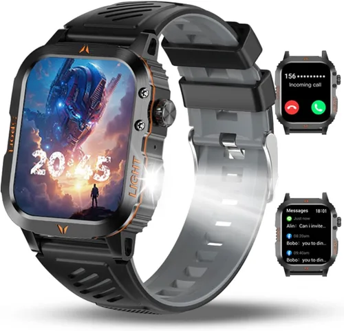 Miniatura 9 de QTLLBT Reloj Inteligente Recibir/Hacer Llamadas Linterna LED Brújula Altitud 2.01HD Rastreador de Fitness Múltiples Carátulas de Reloj Más de 100