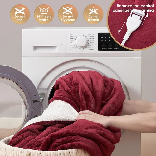 Miniatura 6 de EHEYCIGA Manta térmica eléctrica, manta térmica con 6 niveles de calefacción y 10 horas de apagado automático, manta lavable de sherpa suave