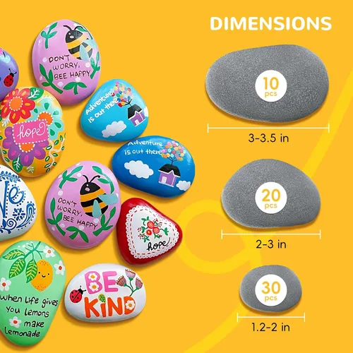 Miniatura 2 de Simetufy 30 rocas de río para pintar de 1.2 a 3.5 pulgadas, piedras naturales, lisas y planas para manualidades, amabilidad y arte de jardín