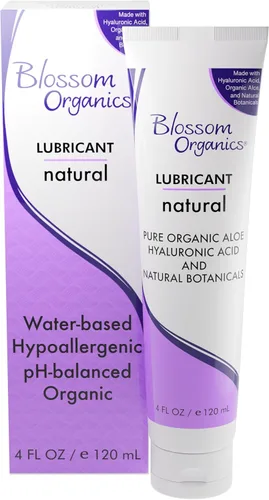 Blossom Lube Organics - Lubricante personal para mujeres, 4 onzas líquidas, pH equilibrado, no irritante, lubricante personal a base de agua, libre