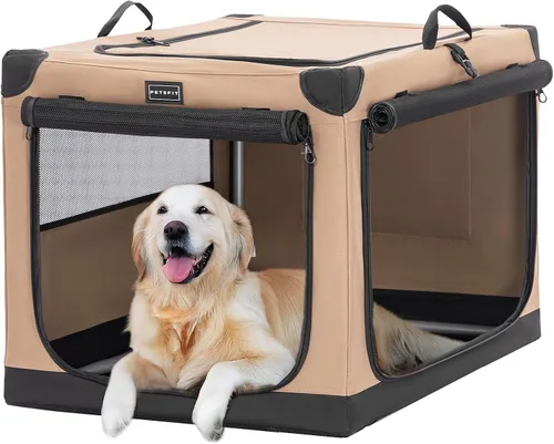 Miniatura 11 de PETSFIT Jaula portátil suave de 26 pulgadas para perros – Marco resistente en espiral patentado, perrera plegable para perros pequeños, 3 puertas
