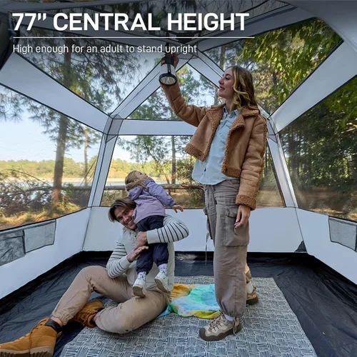 Miniatura 7 de EVER ADVANCED Blackout 6 Person Camping Tent, Instant Cabin Tent for Family with Vestibule and Large Mesh Windows, 60s Easy Setup, Double Layer