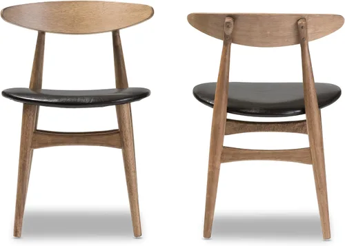 Miniatura 2 de Baxton Studio Edna - Juego de comedor de 5 piezas de madera de imitación de color negro francés y roble con acabado marrón claro