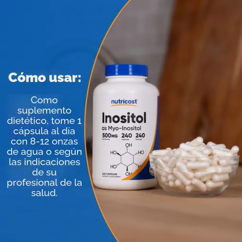 Miniatura 7 de Nutricost Cápsulas de inositol de 500 mg, 240 cápsulas – Cápsulas vegetales, sin OMG, sin gluten (mio-inositol)