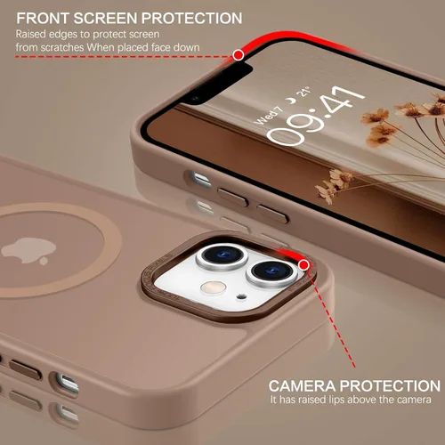 Miniatura 6 de BENTOBEN Funda magnética para iPhone 12, iPhone 12 Pro [compatible con Magsafe] translúcida mate, delgada, delgada, a prueba de golpes, para Marrón