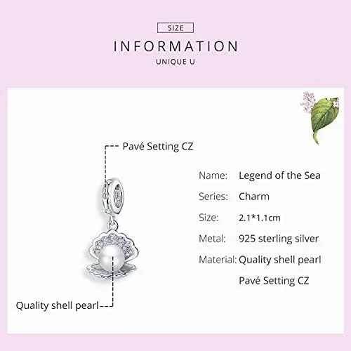 Miniatura 3 de FAEFASH Colgante de cuentas de estrella de mar y concha de plata 925, abalorio de tortuga, cuentas de sirena, abalorio de tortuga marina
