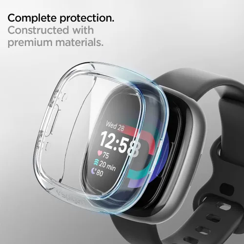 Miniatura 7 de Spigen Ultra híbrido diseñado para Fitbit Versa 4 / Sense 2 con protector de pantalla de vidrio templado, funda para reloj inteligente, transparente