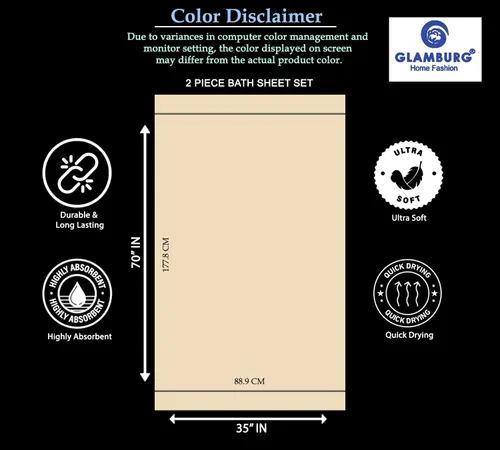 Miniatura 5 de GLAMBURG Sábanas de Baño de Algodón Premium Extragrandes Paquete de 2, 35x70 - 100% Algodón Puro - Ideal para Uso Diario - Ultra Suave y Altamente