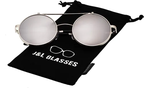 Miniatura 5 de JL Glasses Gafas de sol redondas estilo retro estilo Seampunk