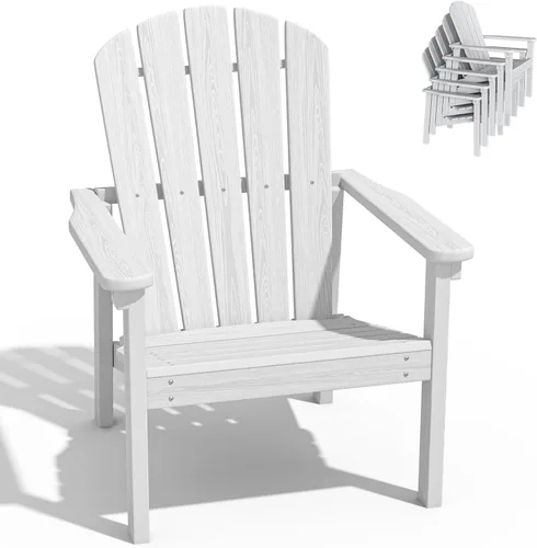 Miniatura 35 de nevilywood Sillas Adirondack compactas apilables, sillas de patio de polietileno de alta densidad de 26.3 pulgadas de ancho, duraderas, diseño que
