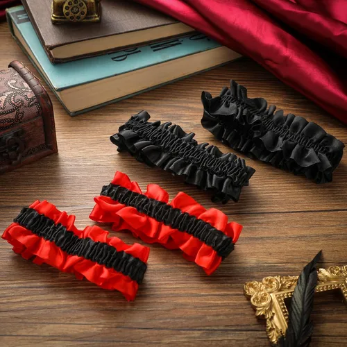 Miniatura 7 de Newcotte 8 pares de 16 ligas rugientes de los años 20 para hombres, cinturón antideslizante, ligas de brazo para hombres y mujeres, disfraz