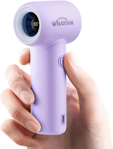 Miniatura 7 de WHATOOK Ventilador de mano portátil, mini ventilador turbo de alta velocidad con 5 velocidades, ventilador personal recargable USB-C de 3000 mAh