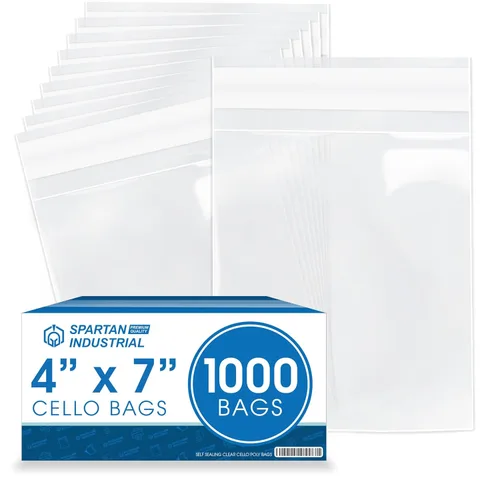 Spartan Industrial - (1000 unidades) Bolsas de celofán transparentes resellables de 10 x 18 cm para joyería, regalos, favores de fiesta -