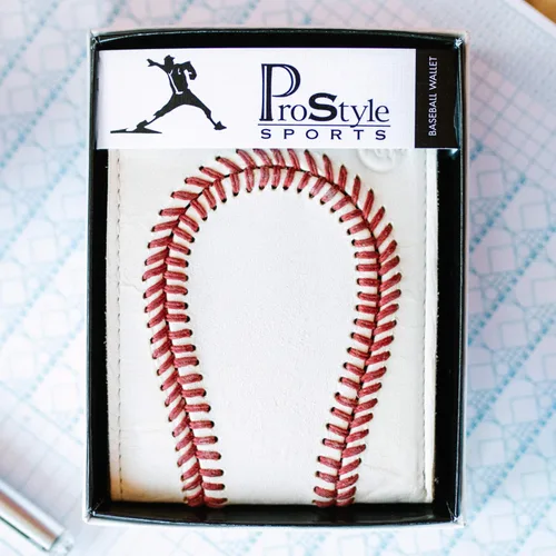 Miniatura 5 de Billetera de cuero de béisbol para hombre de Pro Style Sports, Blanco