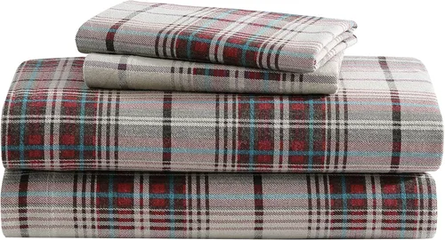 Miniatura 20 de Eddie Bauer - Sábanas de franela tamaño completo, algodón antibolitas y resistente a las arrugas, suaves al tacto para comodidad en todas