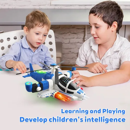 Miniatura 6 de Helicóptero de juguete con luces para niños pequeños, avión de juguete giratorio 360° con música y Bump & Go, regalo de cumpleaños para niños de 3 a