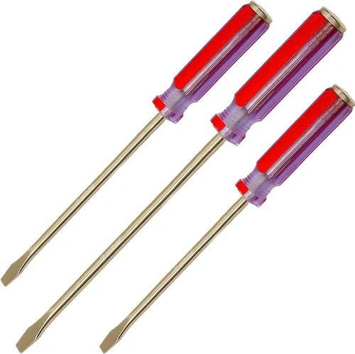 WEDO Juego de destornilladores de 3 piezas, cabeza plana con tapa de golpe, juego de destornilladores ranurados sin chispas, bronce de aluminio,