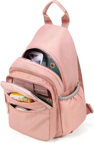 Miniatura 8 de YAZEKOUS - Mochila cruzada tipo bandolera mini para mujeres, convertible, pequeña mochila para viajes, para senderismo, mochila de día Z Rosa