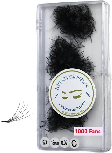6D - 0.07 C y D Curl 1000 Abanicos de volumen prehechos sueltos, extensiones de pestañas hechas a mano, suministros de volumen ruso para abanicos de