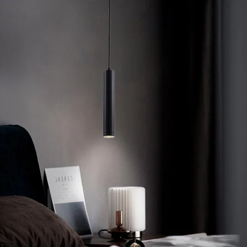 Miniatura 2 de Paquete de 3 luces colgantes de tubo largo de 5 W, nórdico, minimalista, negro, iluminación colgante de techo industrial de aluminio lineal, 3000k