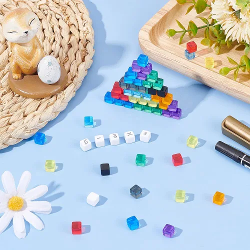 Miniatura 5 de BENECREAT 140 cubos de dados acrílicos en blanco de 10 colores de 0.295 in, varios colores, sin agujeros, con caja de almacenamiento para hacer