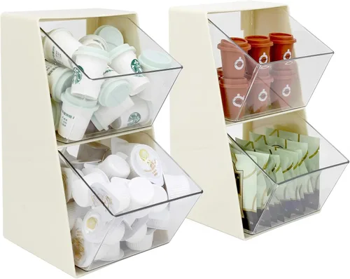 Paquete de 2 soportes para cápsulas de café, organizador de almacenamiento de tazas K para encimera de hogar, oficina, bar, contenedores