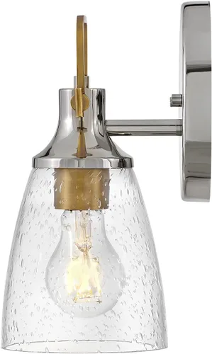 Miniatura 6 de Hinkley Easton 51270PN - Accesorio de tocador de baño de una sola luz, industrial moderno, pantalla de vidrio transparente, se monta hacia arriba