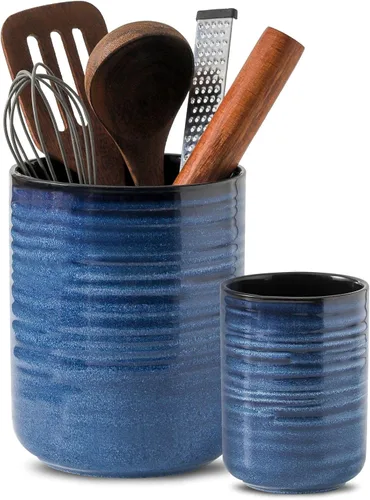 Miniatura 8 de HASENSE Soporte grande para utensilios de cocina de 7.4 pulgadas para encimera, organizador de utensilios de cocina moderno de granja, juego