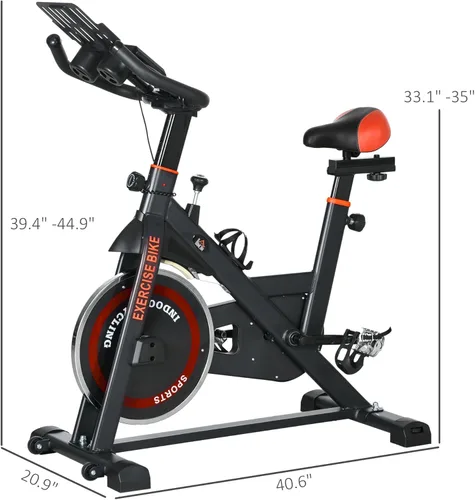 Miniatura 7 de Soozier Bicicleta estática, volante de bicicleta estacionaria interior, altura y resistencia ajustables, con monitor LCD, cómodo cojín de asiento