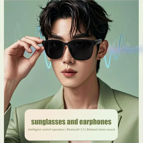 Miniatura 2 de Gafas de sol inteligentes Bluetooth para hombres y mujeres, gafas de audio con altavoces, auriculares de conducción ósea, auriculares inalámbricos