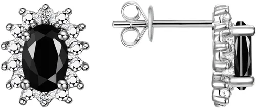 Miniatura 41 de Rylos Aretes tipo dormilona de plata de ley 925, ovalados y diamantes de 0.236 x 0.157 pulgadas, exquisitas joyas de piedra