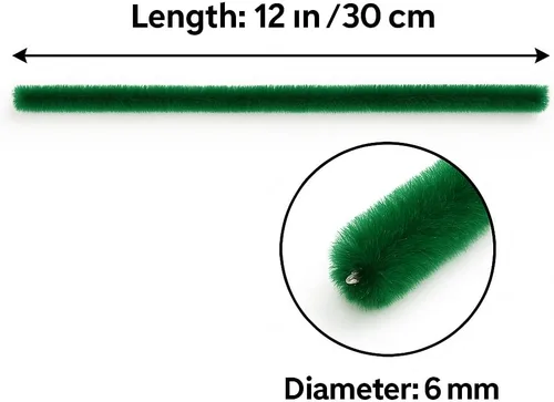 Miniatura 2 de Limpiadores de pipas para manualidades, 200 unidades, color verde oscuro, 0.23" x 12" pulgadas, de felpa de Navidad, tallos de chenilles, limpiador