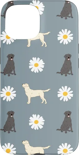 Miniatura 6 de Labrador Retriever y Daisy Flower Pattern - Carcasa para iPhone 17, color azul polvoriento