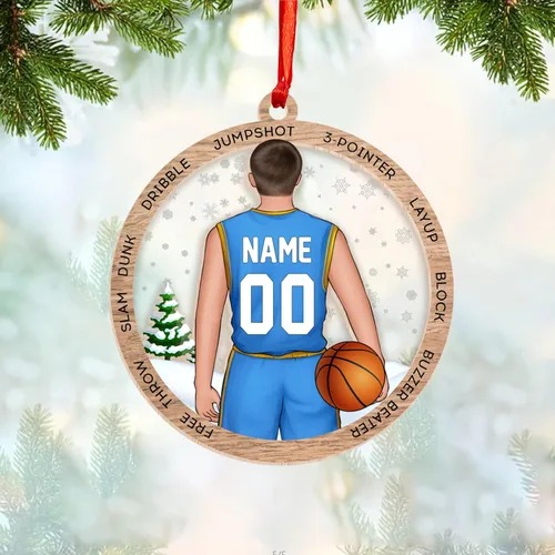 Miniatura 9 de Adorno Personalizado de Baloncesto 2025 - Adorno de Jugador de Baloncesto - Adornos de Árbol de Navidad de Baloncesto - Regalos de Jugador de Bkb 5