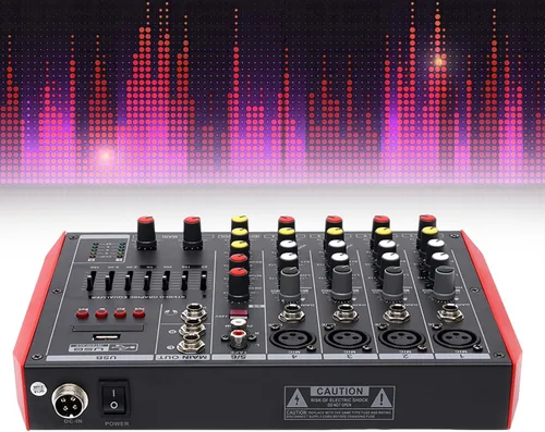 Miniatura 14 de Mezclador de audio Bluetooth Live Studio de 4 canales, pantalla LED, consola de mezcla USB profesional con ecualizador de 3 bandas, consola
