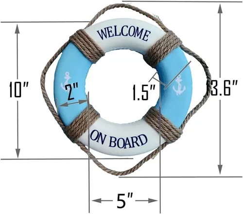 Miniatura 3 de MorroMorn Salvavidas Decoración Colgante de Pared - Bienvenido a Bordo Decoración del Hogar Estilo Mediterráneo Cuerda de Cáñamo (Azul, 10")