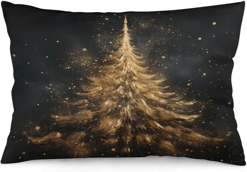 Miniatura 17 de Funda de almohada dorada de invierno con diseño de pájaros de nieve, Navidad, 12 x 20 pulgadas, diseño de Feliz Navidad, invierno, Navidad, cojín