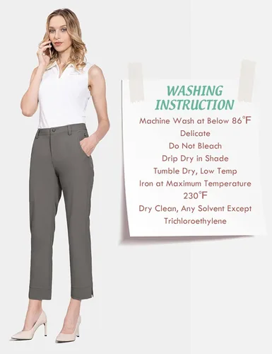 Miniatura 6 de BALEAF Pantalones de golf para mujer elásticos ligeros de secado rápido resistentes al agua con bolsillo con cremallera