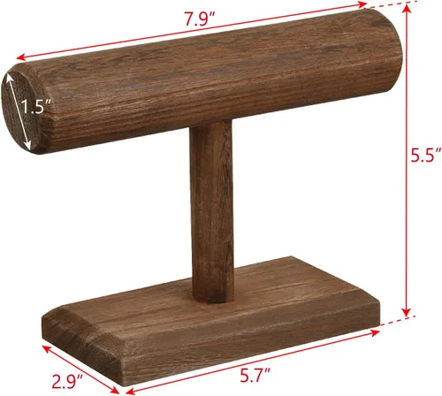 Miniatura 2 de Mostrador de pulseras hecho de madera con diseño antiguo marca Ikee 7 78" largo x 2 78" profundidad x 5 12" altura