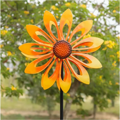 Giradores de Viento de Jardín de Girasol - Molino de Viento Giratorio Cinético de Metal para Exteriores, Decoración de Césped, Patio y Jardín,
